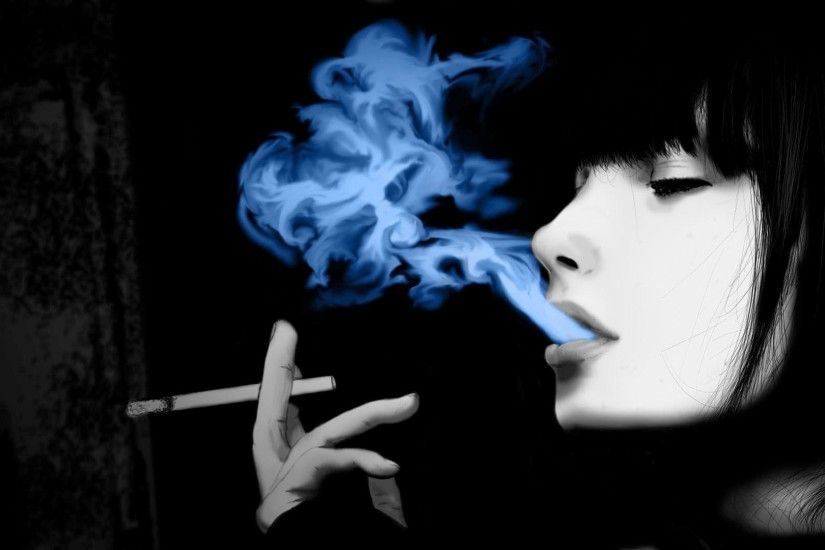 Girl Smoking - Blue Smoke wallpaper