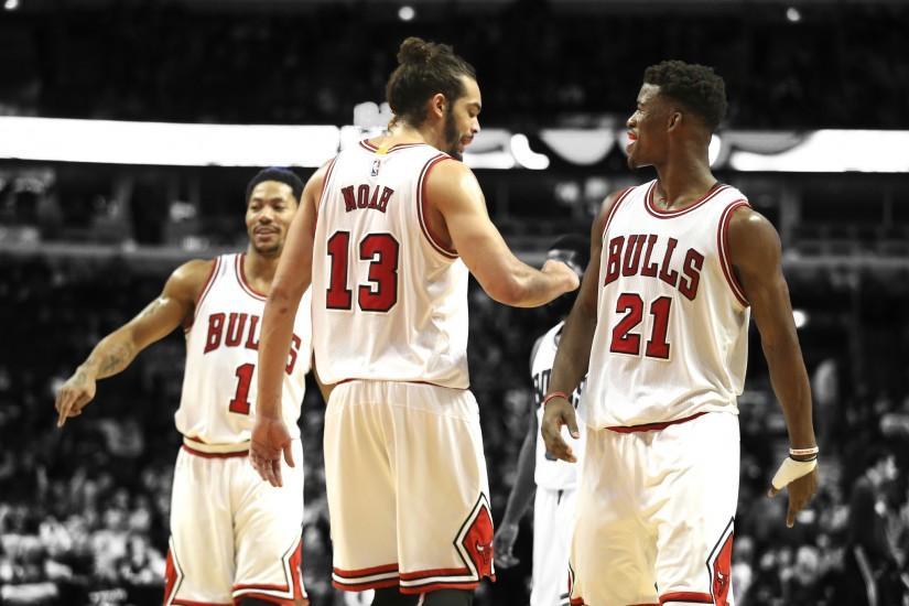 Sports - Chicago Bulls Derrick Rose Joakim Noah Jimmy Butler NBA Basket  Bakgrund