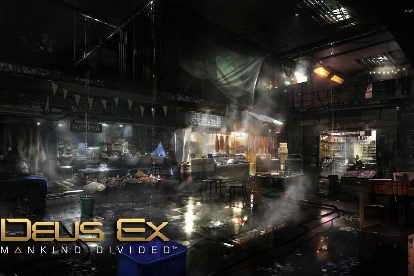 Deserted market in Deus Ex: Mankind Divided wallpaper 1920x1200 jpg
