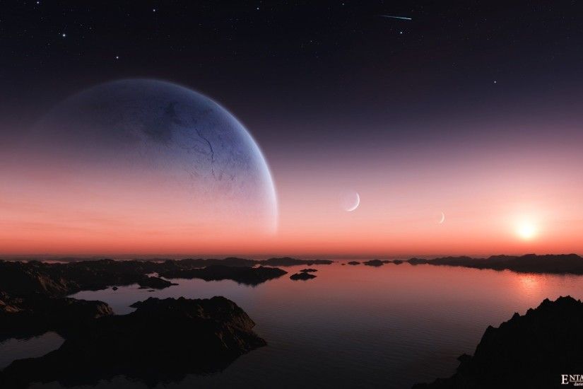 Sci Fi - Landscape Fantasy Planet Sky Lake Sun Wallpaper
