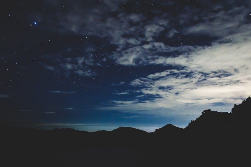 Preview wallpaper stars, night, sky, mountains 3840x2160