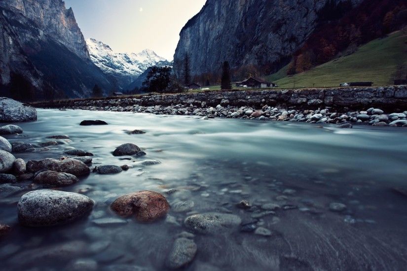 Stream in the Swiss Alps wallpaper