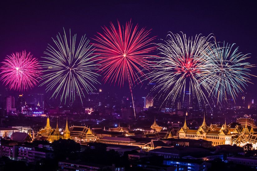 happy new year fireworks background 2016