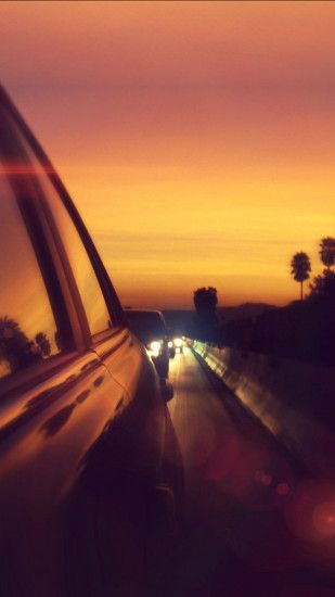 Drive Way Sunset City Highway Car Flare iPhone 8 wallpaper