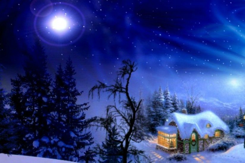 Christmas Night Winter Stars Desktop Wallpaper
