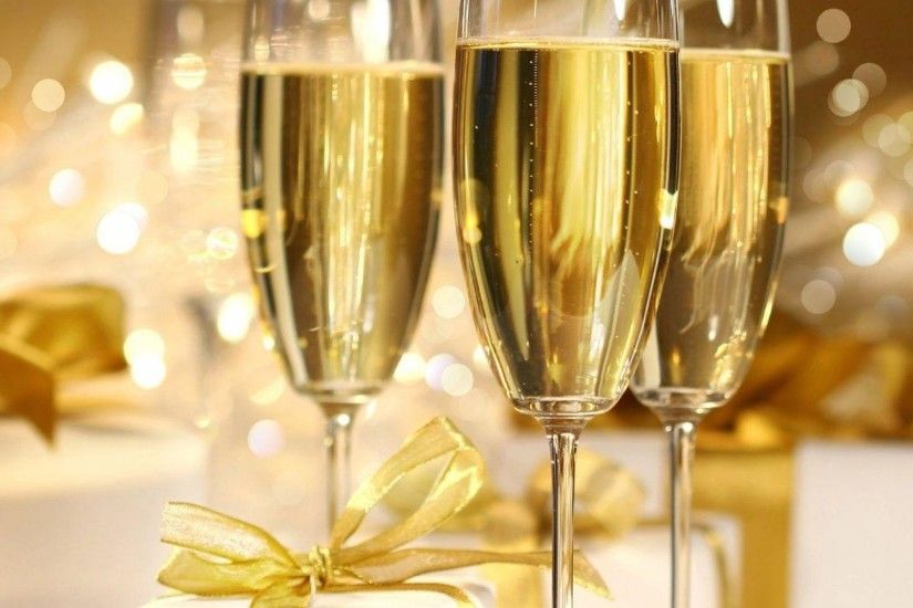 Preview wallpaper gifts, champagne, wine glasses, cork, holiday 2048x2048