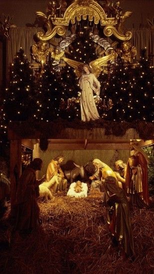 1080x1920 Wallpaper christmas, jesus, nurseries, christmas trees, garland,  holiday, people