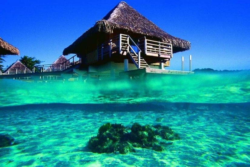 bungalow bora ocean bora-bora french polynesia blue lagoon