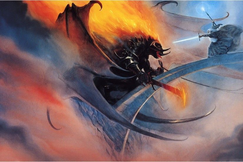 Battle of Gandalf and the Balrog, widescreen wallpaper on the product  Tolkien