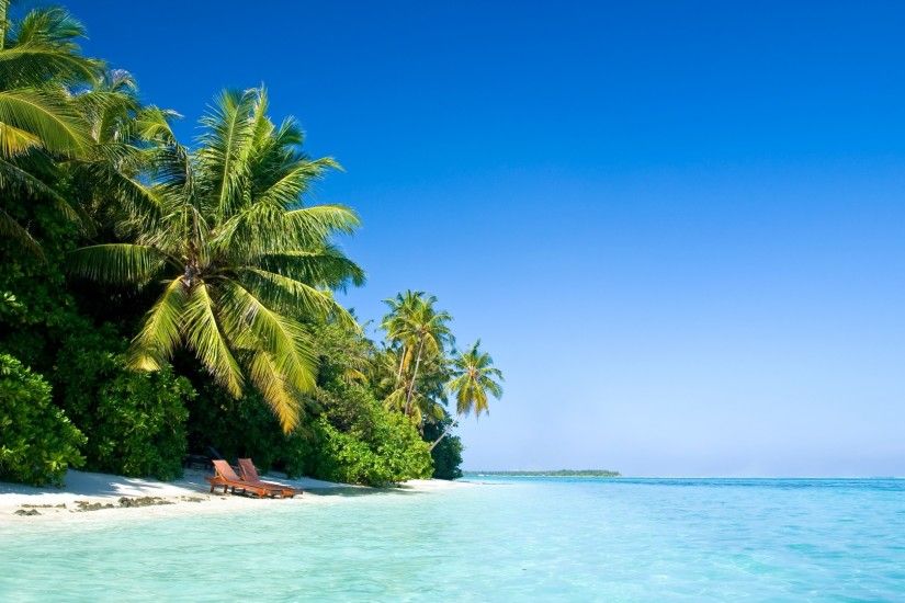 Preview wallpaper maldives, tropical, beach, palm trees, summer, heat  1920x1080