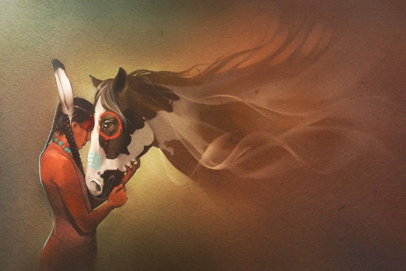 Horses Indian Animals Mood Western Nativew Horse Wallpaper At Fantasy  Wallpapers