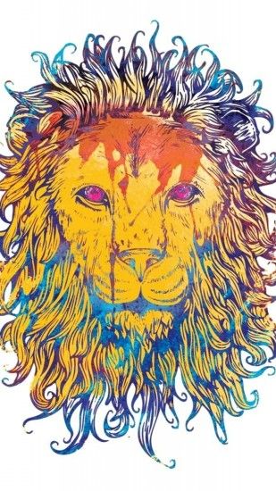 1080x1920 Wallpaper lion, drawing, colorful, king, king of beasts