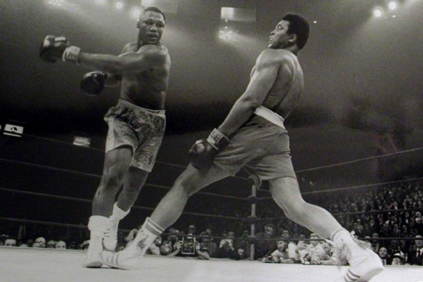 sports boxing Muhammad Ali monochrome backgrounds Joe Frazier wallpaper