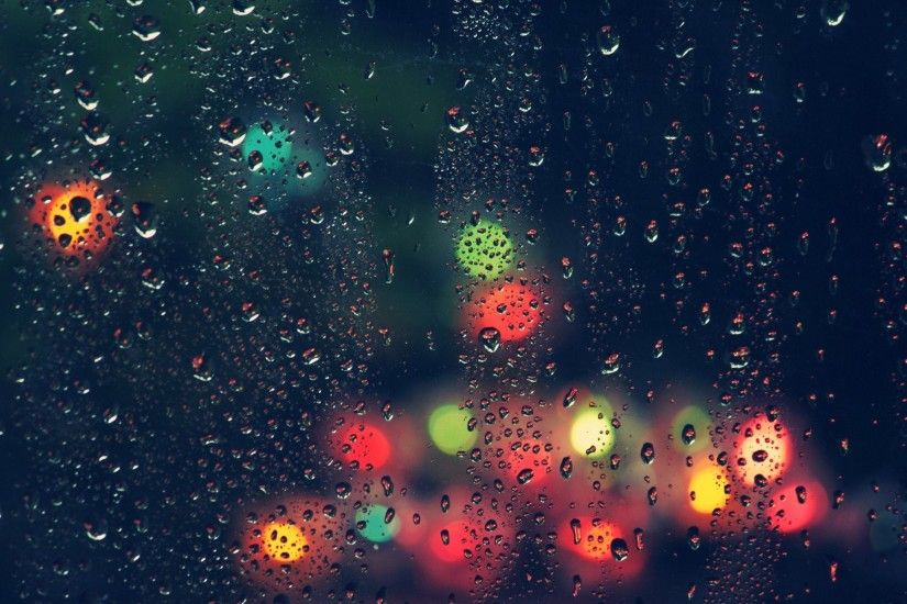 Abstract Blurry Bokeh Glass Lights Night Rain Window Panes ...