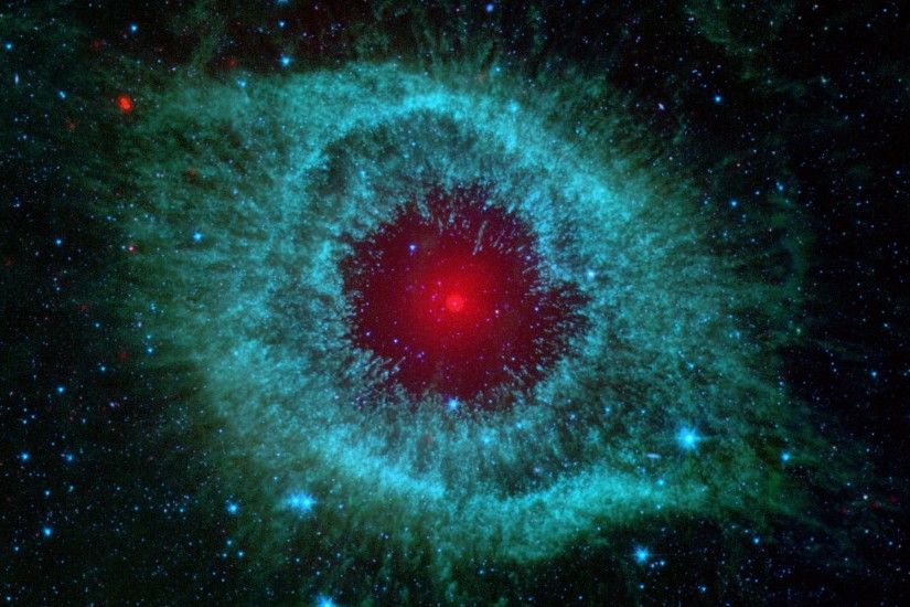 This infrared image from NASA's Spitzer Space Telescope shows the Helix  nebula, a cosmic starlet