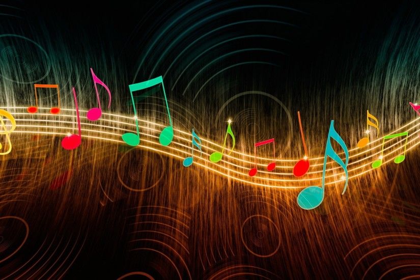 digital Art, Music, Musical Notes, Wavy Lines, Circles, Colorful, Glowing, Treble  Clef Wallpapers HD / Desktop and Mobile Backgrounds