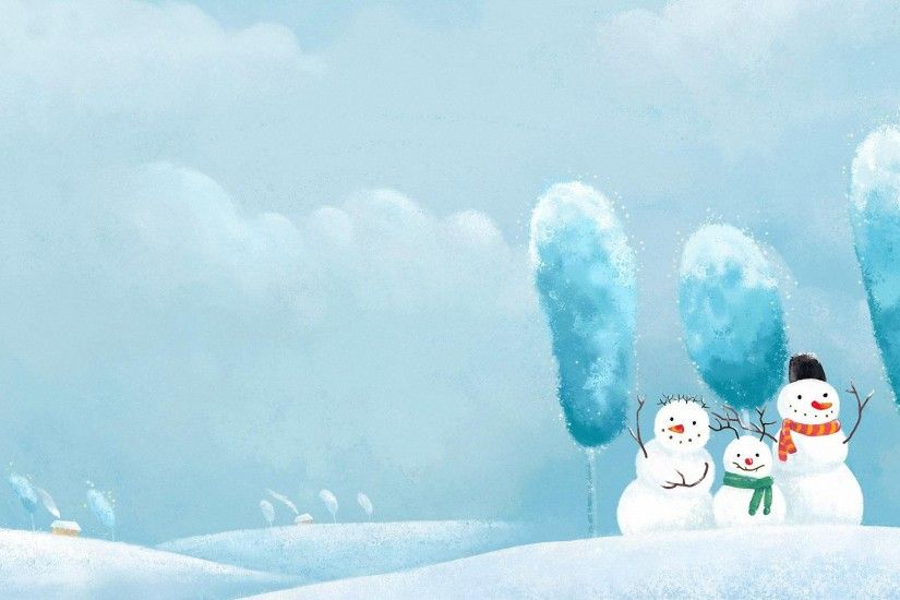 christmas cute snowman family HD wallpapers