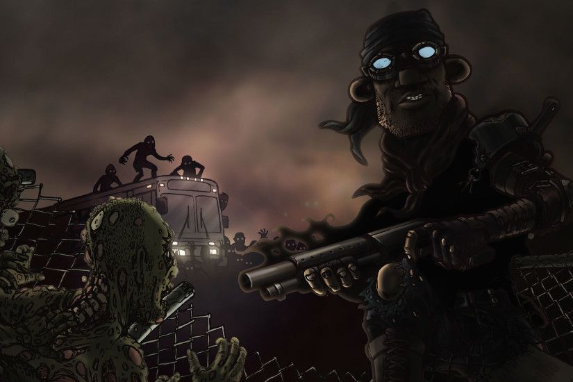 Cartoon zombie fighter wallpaper from Zombie wallpapers