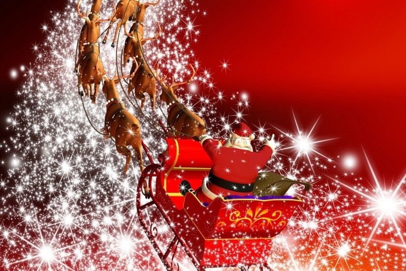 happy christmas wallpapers santa claus in harness racing away