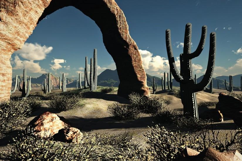landscapes nature desert cactus wallpaper