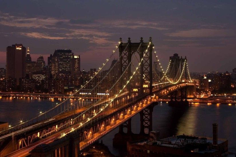 Manhattan Bridge New York City Night Wallpaper | HD Travel Wallpaper Free  Download ...