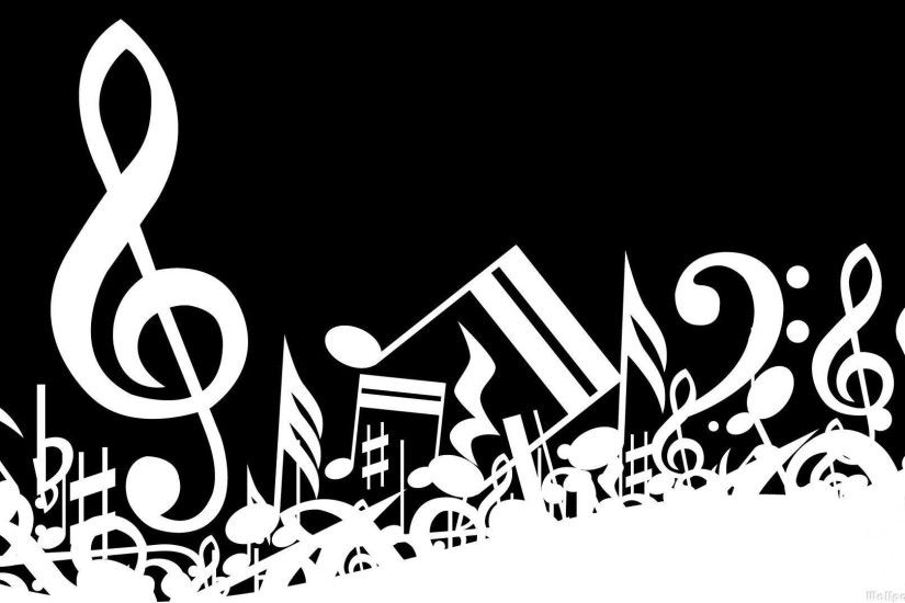 HD Black and White Treble Clef Musical Notes Wallpaper