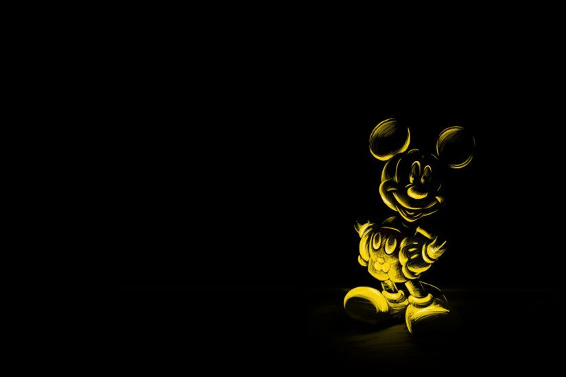 Preview wallpaper cartoon, black background, character, mickey mouse, mouse  3840x2160