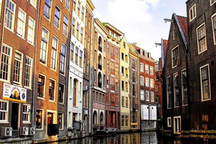 Preview wallpaper amsterdam, venetian canal, houses, buildings, city  2048x2048