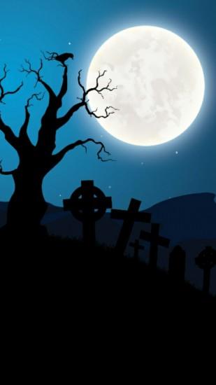 Full moon cellphone wallpaper lock screen, Halloween, midnight, cemetery
