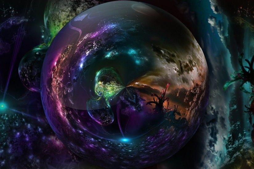 1920x1080 Wallpaper crystal ball, colorful, reflection, fate