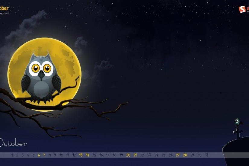 Halloween Owl-October 2012 calendar wallpaper - 1920x1080 wallpaper .