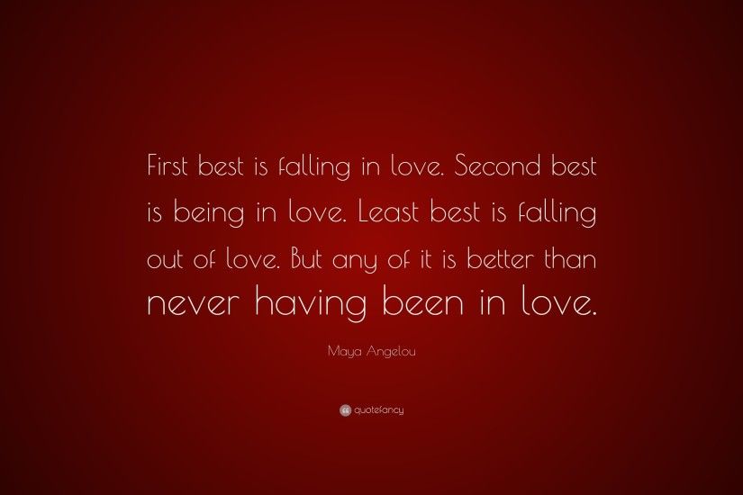 Maya Angelou Quote: “First best is falling in love. Second best is being