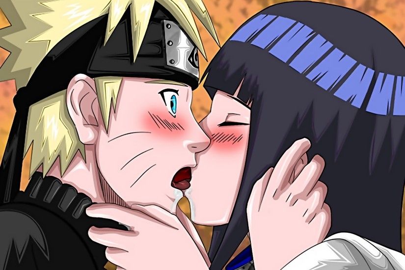 Wallpaper Naruto, Hinata, Kiss, Boy, Girl, Tenderness