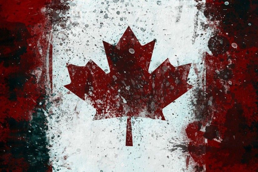 Canadian flag with paint drops wallpaper