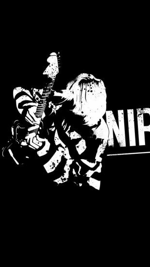 Preview wallpaper nirvana, guitarist, sign, background, letters 1080x1920