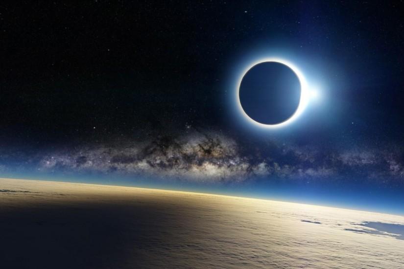HD Solar Eclipse Moon Shadow On Earth Cloud Wallpaper | WallpapersByte .