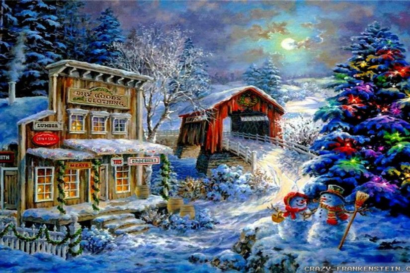 Winter Christmas wallpapers 2 - Crazy Frankenstein Christmas Town Scene â¤  4K HD Desktop Wallpaper for 4K Ultra HD TV . ...