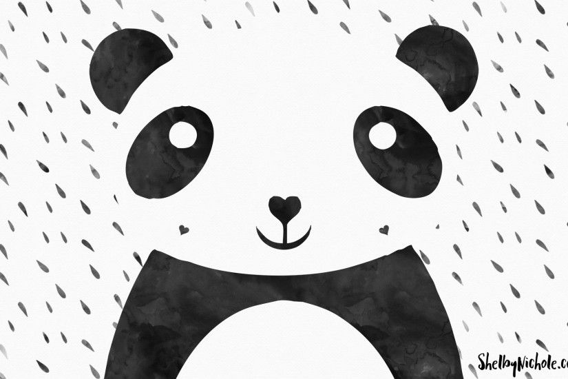 Free Watercolor Panda Desktop Wallpaper