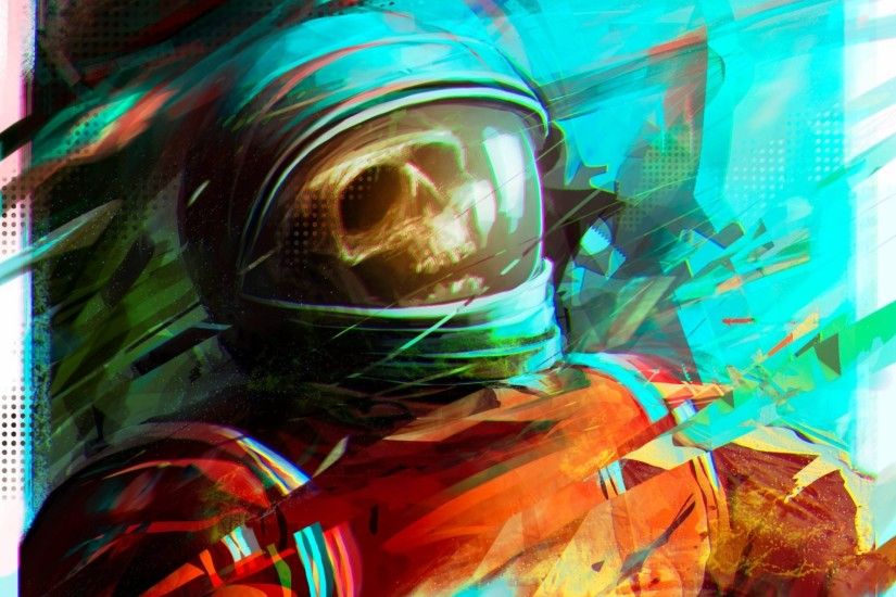 por-t-falatron astro skull suit cosmonaut art