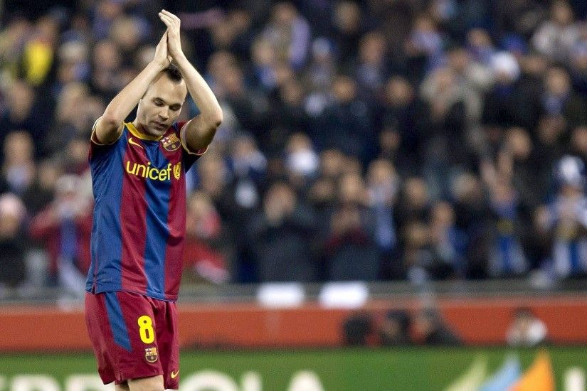 Barcelona Player Andres Iniesta Appreciating. Wallpaper ...