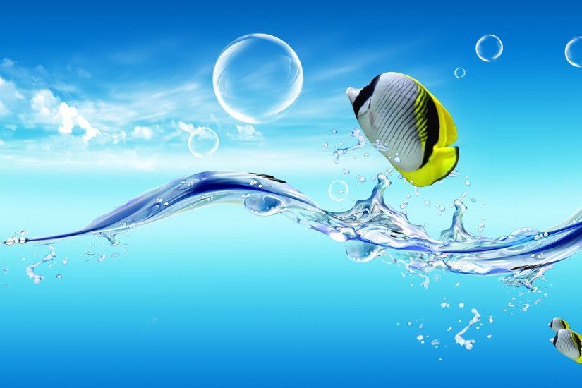 hd pics photos fish jumping water blue desktop background wallpaper