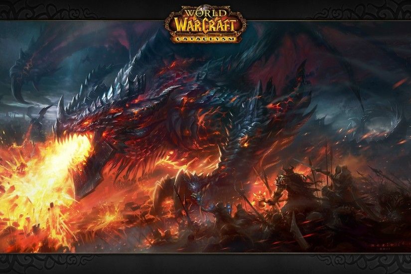video games dragons fire deathwing battles artwork fan art world of  warcraft cataclysm 1680x1050 Wallpaper