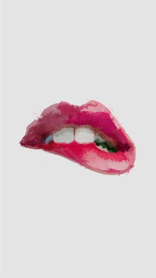 Red Lips Biting Illustration iPhone 6+ HD Wallpaper -  http://freebestpicture.