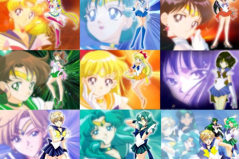 Top Row: Sailor Moon, Sailor Mercury, Sailor Mars. Middle Row: Sailor