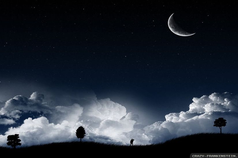 Wallpaper: Summer Night Sky And Moon Resolution: 1024x768 | 1280x1024 |  1600x1200. Widescreen Res: 1440x900 | 1680x1050 | 1920x1200