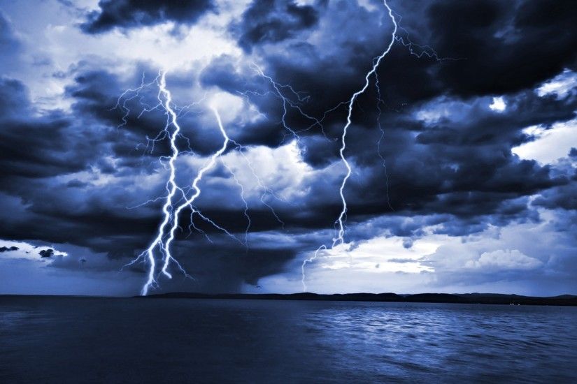Lightning Storm At Sea