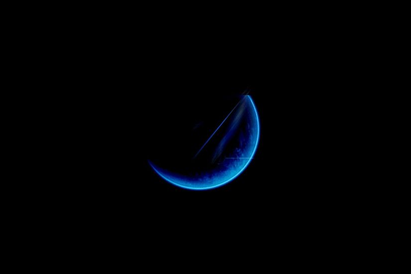3840x2160 Wallpaper moon, light, blue, black