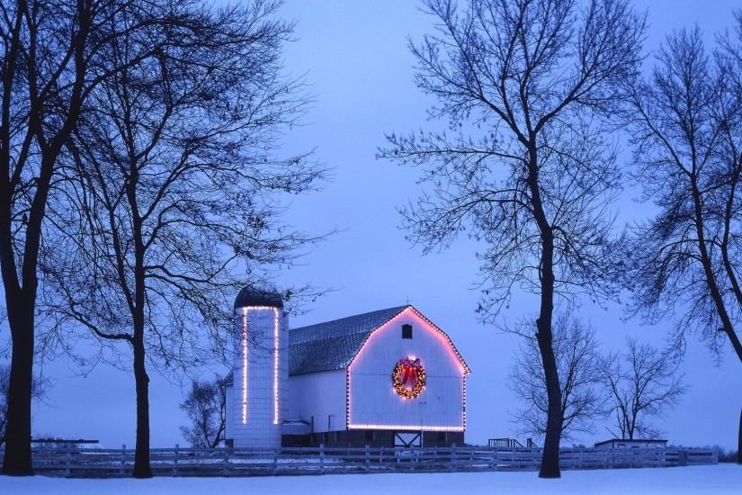 Christmas lights on a barn wallpaper 1920x1080 jpg