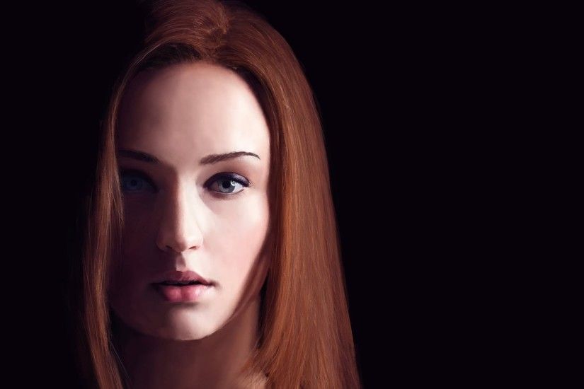 HD Art of Sophie Turner, An oil paint art edit wallpaper of Sophie turner  with