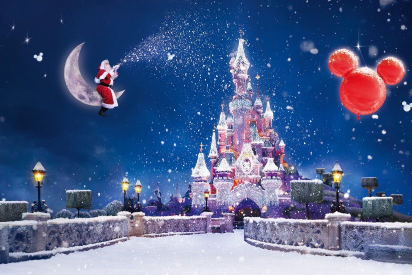 3840x2160 3840x2160 Wallpaper santa claus, magic, moon, snow, castle,  balloons, holiday